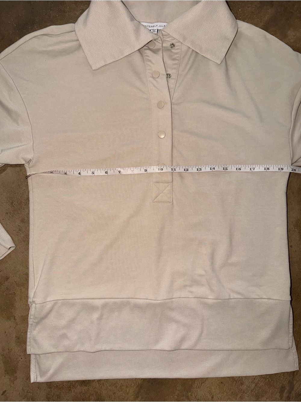 Sincerely Jules Cream Polo Collar Sweatshirt Pullover Relaxed Fit Medium - Picture 4 of 7